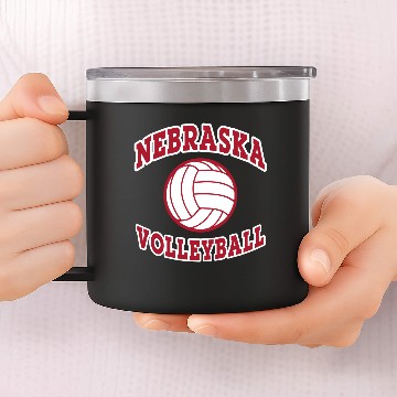 Discover Nebraska Volleyball Gift 14oz Stainless Steel Tumblers