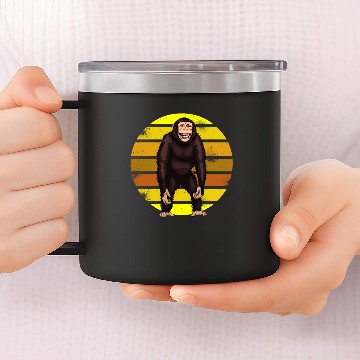 Discover Monkey Retro Chimpanzee 14oz Stainless Steel Tumblers
