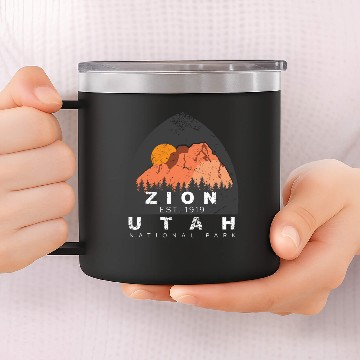 Discover Zion National Park Sunny Forest Mountains 14oz Stainless Steel Tumblers