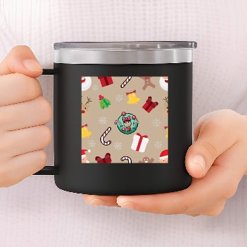 Discover Christmas Pattern Christmas Wreath Holly Candy 14oz Stainless Steel Tumblers