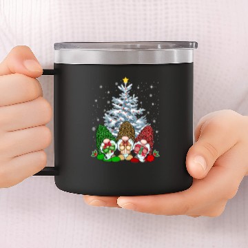Discover Three Nordic Gnomes And Their Christmas TreeGift T 14oz Stainless Steel Tumblers