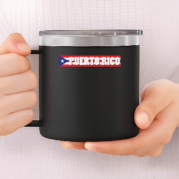 Discover Puerto Rico Flag and text 14oz Stainless Steel Tumblers