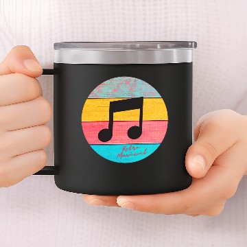 Discover Funny Musician 14oz Stainless Steel Tumblers - Retro Musical Notes Icon