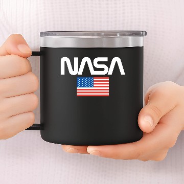 Discover Nasa Worm Logo With American Flag Gift 14oz Stainless Steel Tumblers