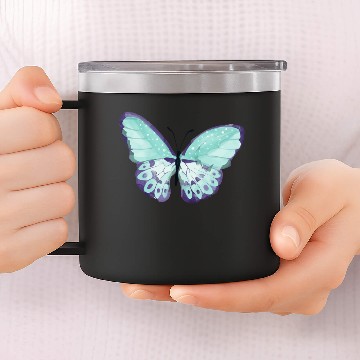 Discover Light Green Butterfly 14oz Stainless Steel Tumblers