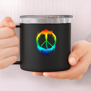 Discover Peace Sign Peaceful 60s 70's Retro Hippie Rainbow 14oz Stainless Steel Tumblers