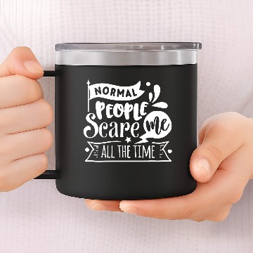 Discover Normal People Scare Me White 14oz Stainless Steel Tumblers
