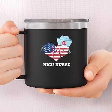 Discover NICU Nurses USA Flag 14oz Stainless Steel Tumblers