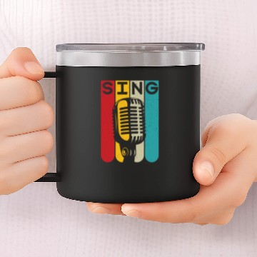 Discover Sing cool retro karaoke night singer 14oz Stainless Steel Tumblers