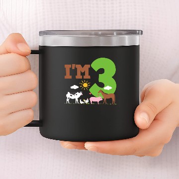 Discover 3rd Birthday Farm Animals 14oz Stainless Steel Tumblers