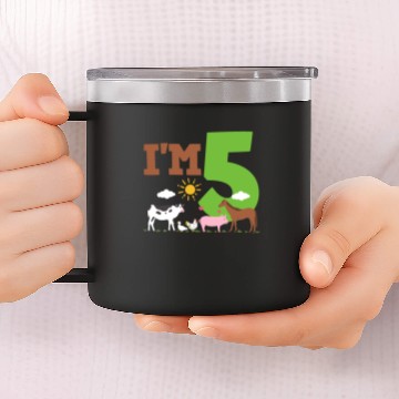Discover 5th Birthday Farm Animals 14oz Stainless Steel Tumblers