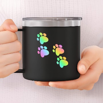 Discover Rainbow Ombre Paw Prints 14oz Stainless Steel Tumblers
