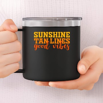 Discover Tan Line Sunshine Tan Lines Good V Hawaii Summ 14oz Stainless Steel Tumblers