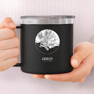 Discover Karachi, Pakistan City Map - Full Moon 14oz Stainless Steel Tumblers