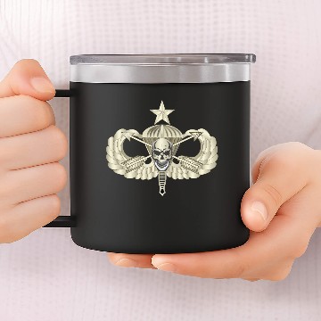 Discover Army Senior Airborne w Crossed Arrow Dagger Skull 14oz Stainless Steel Tumblers
