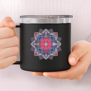 Discover Rose moss mandala 14oz Stainless Steel Tumblers