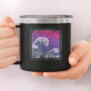 Discover Synthwave Retro Wave Kanagawa 14oz Stainless Steel Tumblers