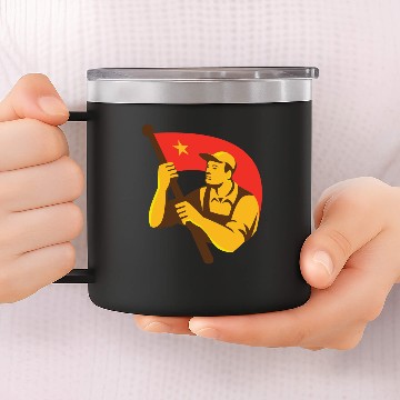 Discover Communist worker with red flag star retro Baseball Jerseys 14oz Stainless Steel Tumblers