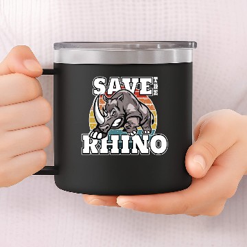 Discover Save The Rhinos Funny Rhino 14oz Stainless Steel Tumblers
