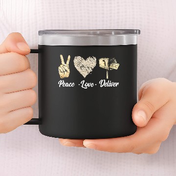 Discover Peace Love Delivery Postal Worker Office Mail Man 14oz Stainless Steel Tumblers