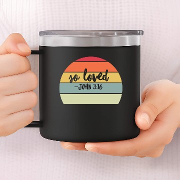 Discover So Loved John 3:16 Retro Sunset 14oz Stainless Steel Tumblers