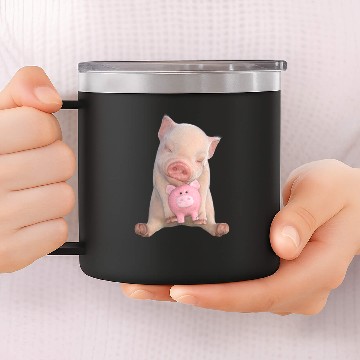 Discover Piglet with Pink Toy 14oz Stainless Steel Tumblers