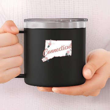 Discover Cute Connecticut State Floral Rose 14oz Stainless Steel Tumblers