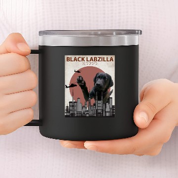 Discover Black Labzilla Giant Labrador Retriever Lab 14oz Stainless Steel Tumblers