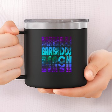 Discover Barbados Beach Palm Tree Design 14oz Stainless Steel Tumblers