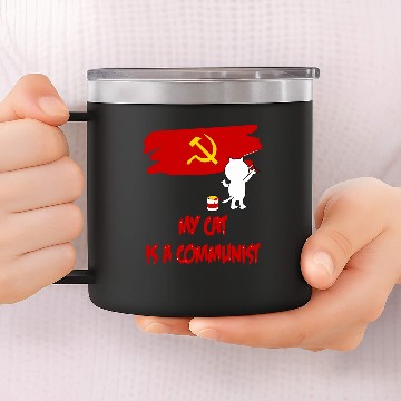 Discover my cat is a communist 2 vectorized 14oz Stainless Steel Tumblers