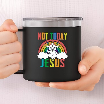 Discover Satan Baphomet Not Today Jesus 14oz Stainless Steel Tumblers Unisex T-Shir