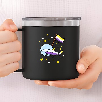 Discover Nonbinary Pride Hammerhead Shark In Space 14oz Stainless Steel Tumblers