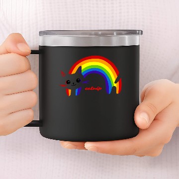 Discover Cat Rainbow Catnip 14oz Stainless Steel Tumblers