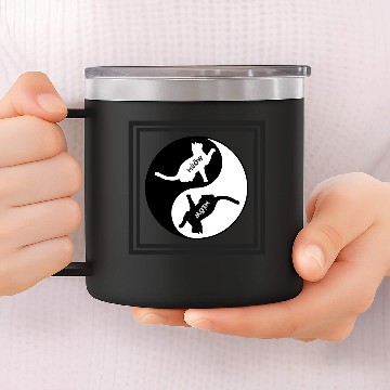 Discover Ying Yang Cat - Meow 14oz Stainless Steel Tumblers
