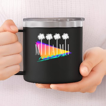 Discover Miami Florida Retro Style 14oz Stainless Steel Tumblers