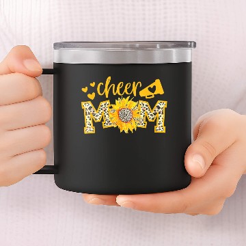 Discover Cheer Mom Sunflower Leopard 14oz Stainless Steel Tumblers