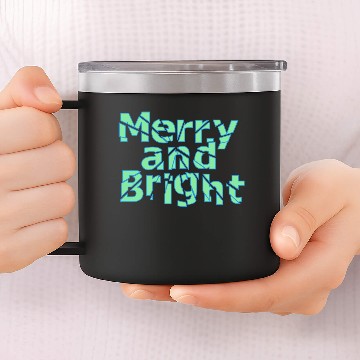 Discover merry and bright text design 14oz Stainless Steel Tumblers