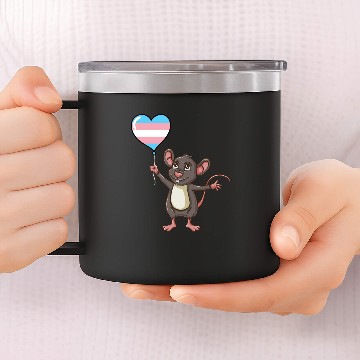 Discover Mouse Heart Balloon Transgender Pride 14oz Stainless Steel Tumblers
