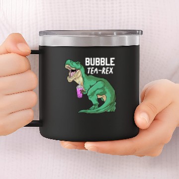 Discover Dinosaur Bubble Tea Rex Bobasaurus Boba Milk Tea D 14oz Stainless Steel Tumblers