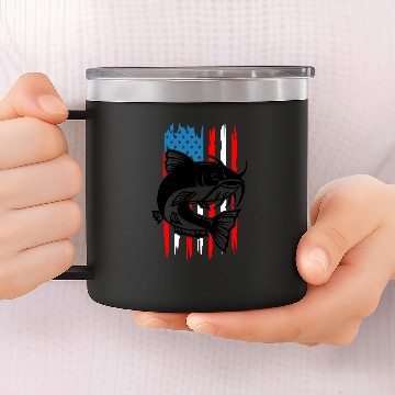 Discover American Flag Catfish 14oz Stainless Steel Tumblers