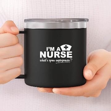 Discover Nurse Superpower Fitted Scoop 14oz Stainless Steel Tumblers