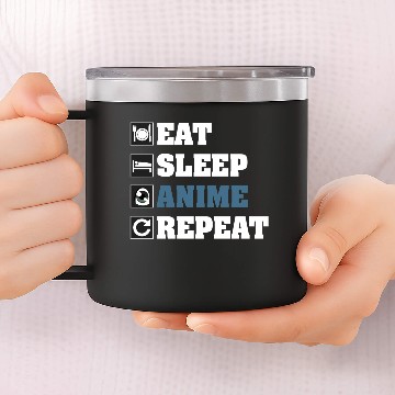 Discover Eat Sleep Anime Repeat 14oz Stainless Steel Tumblers