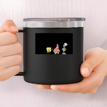 Discover Patrick fighting with squidward 14oz Stainless Steel Tumblers