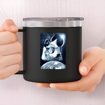 Discover Galaxy Wolf Sunglasses Solar Eclipse Earth 14oz Stainless Steel Tumblers