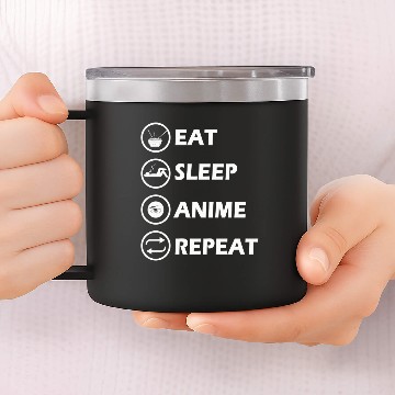 Discover Eat Sleep Anime Repeat Japanese Anime Manga 14oz Stainless Steel Tumblers