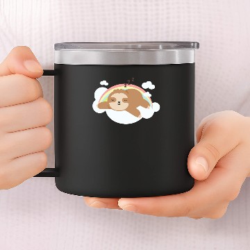 Discover Rainbow Cloud Sloth Fitted Scoop 14oz Stainless Steel Tumblers