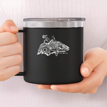 Discover Vintage Trout Stencil Graphic 14oz Stainless Steel Tumblers