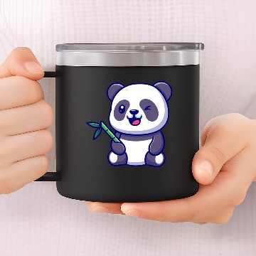 Discover Cute the panda with bamboo 14oz Stainless Steel Tumblers