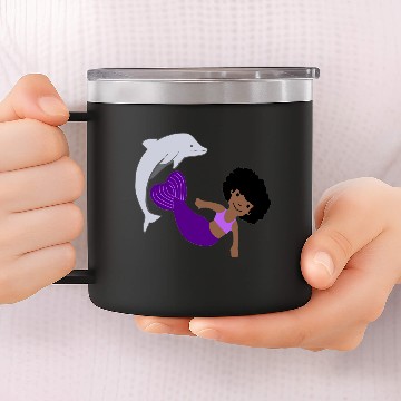 Discover dolphin mermaid dance 14oz Stainless Steel Tumblers