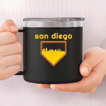 Discover San Diego Baseball Home Plate Vintage Sd Skyline 14oz Stainless Steel Tumblers